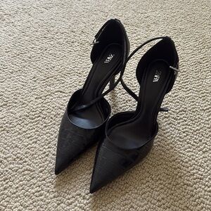 Zara Black Ankle Strap Heels